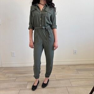 Justice Teens Olive Green Utility Jumpsuit - Size 16, XS adult